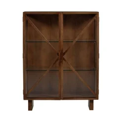 Vitrinekasten<WOOOD Vitrinekast Kella Donkerbruin - 100x132x44 cm