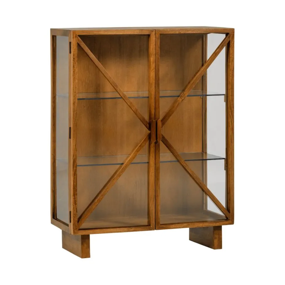Vitrinekasten<WOOOD Vitrinekast Kella Naturel - 100x132x44 cm