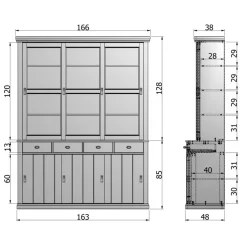 Vitrinekasten<WOOOD Vitrinekast Lagos Wit - 166x214x48 cm