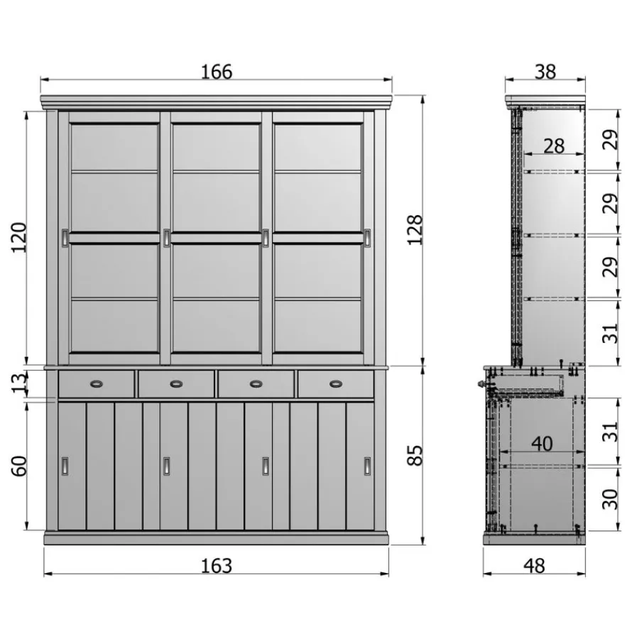 Vitrinekasten<WOOOD Vitrinekast Lagos Wit - 166x214x48 cm
