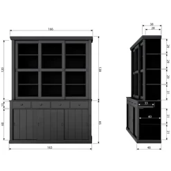 Vitrinekasten<WOOOD Vitrinekast Lagos Zwart - 166x214x48 cm
