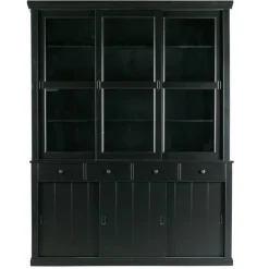 Vitrinekasten<WOOOD Vitrinekast Lagos Zwart - 166x214x48 cm
