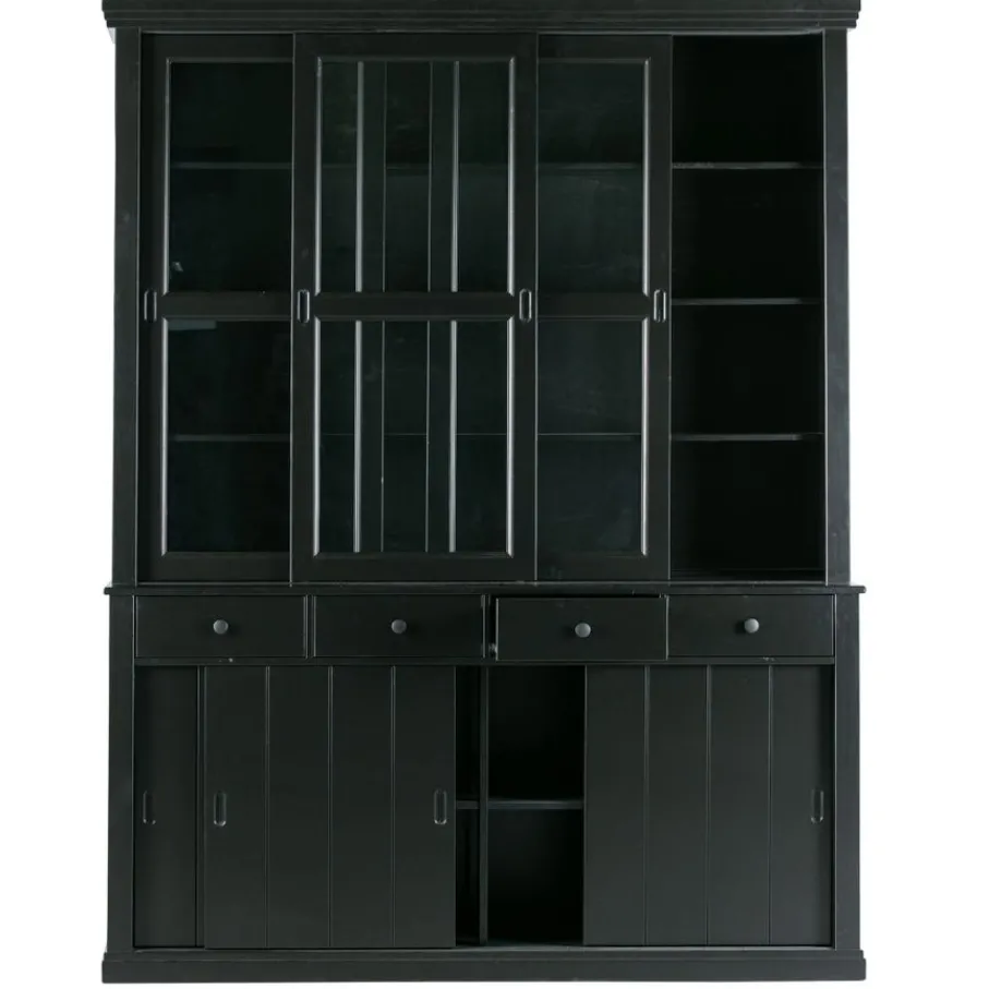 Vitrinekasten<WOOOD Vitrinekast Lagos Zwart - 166x214x48 cm