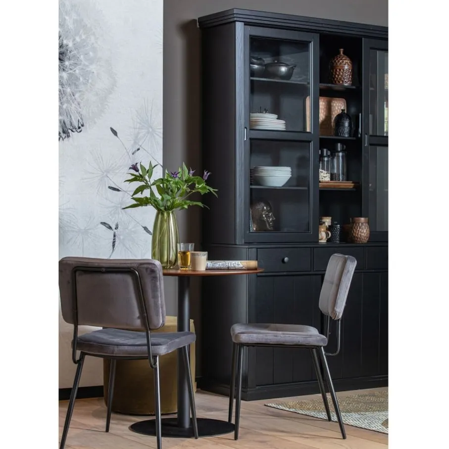Vitrinekasten<WOOOD Vitrinekast Lagos Zwart - 166x214x48 cm