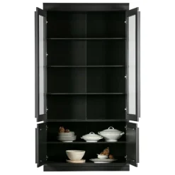 Vitrinekasten<WOOOD Vitrinekast Organize Zwart - 110x215x44 cm