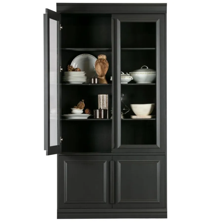 Vitrinekasten<WOOOD Vitrinekast Organize Zwart - 110x215x44 cm