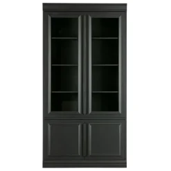 Vitrinekasten<WOOOD Vitrinekast Organize Zwart - 110x215x44 cm