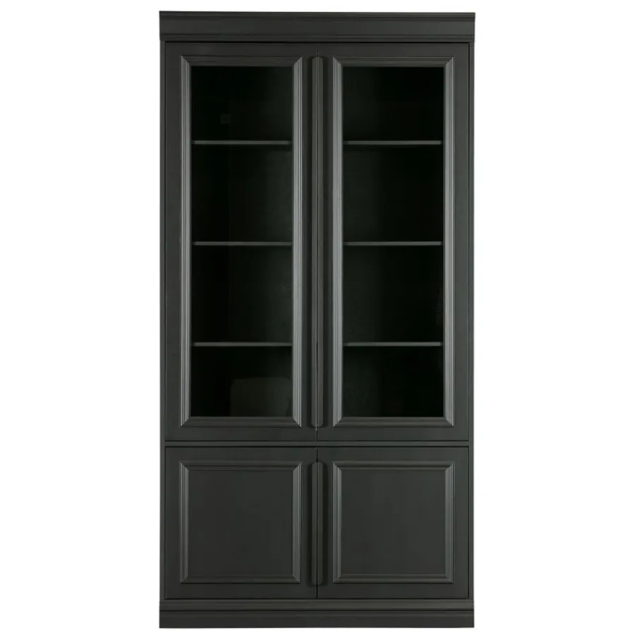 Vitrinekasten<WOOOD Vitrinekast Organize Zwart - 110x215x44 cm