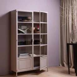 Vitrinekasten<WOOOD Vitrinekast Ronja Roze - 110x189x43 cm