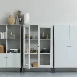 Vitrinekasten<WOOOD Vitrinekast Xam Grijs - 100x155x40 cm