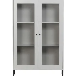 Vitrinekasten<WOOOD Vitrinekast Xam Grijs - 100x155x40 cm