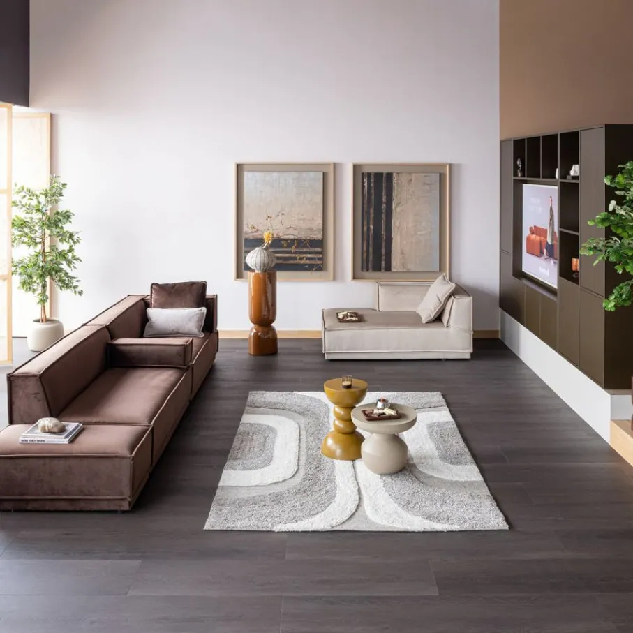 Vloerkleden<WOOOD Vloerkleed Moro Grijs / Wit - 170x240 cm