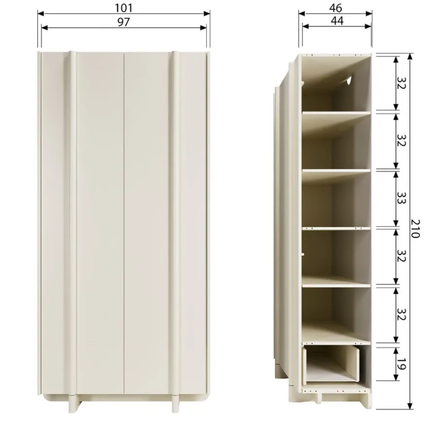Wandkasten<WOOOD Wandkast Basu Dust - 101x210x46 cm