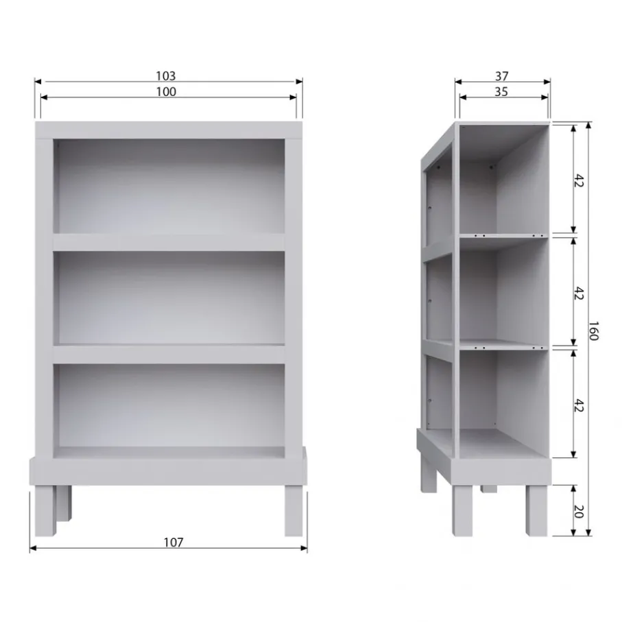 Wandkasten<WOOOD Wandkast Bonk Mist - 107x160x39 cm