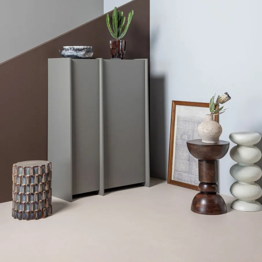 Wandkasten<WOOOD Wandkast Brock Warmgrijs - 102x140x44 cm