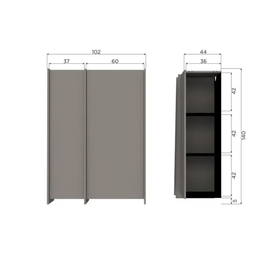 Wandkasten<WOOOD Wandkast Brock Warmgrijs - 102x140x44 cm