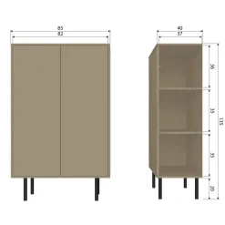Wandkasten<WOOOD Wandkast Cadiz Mud - 85x135x40 cm