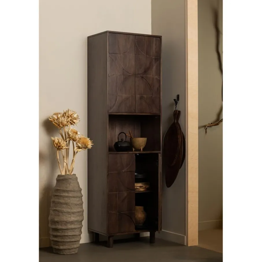 Wandkasten<WOOOD Wandkast Draw Bruin - 60x200x40 cm