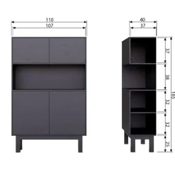 Wandkasten<WOOOD Wandkast Finca Zwart - 110x170x40 cm