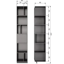 Wandkasten<WOOOD Wandkast Finca Zwart - 40x210x40 cm