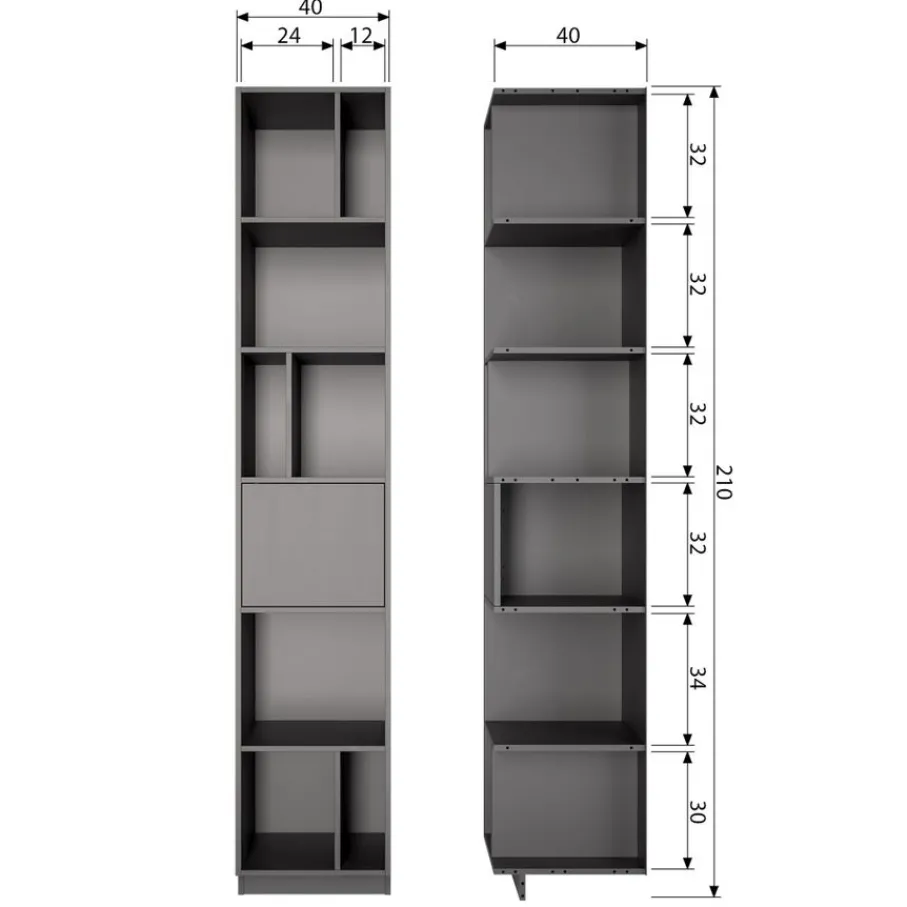 Wandkasten<WOOOD Wandkast Finca Zwart - 40x210x40 cm
