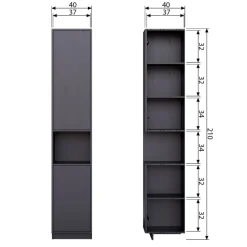 Wandkasten<WOOOD Wandkast Finca Zwart - 40x210x40 cm