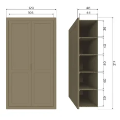 Wandkasten<WOOOD Wandkast Gunnar Mud - 120x217x48 cm
