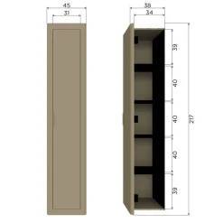 Wandkasten<WOOOD Wandkast Gunnar Mud - 45x217x39 cm