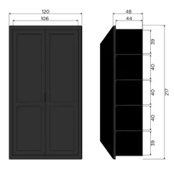 Wandkasten<WOOOD Wandkast Gunnar Zwart - 120x217x48 cm