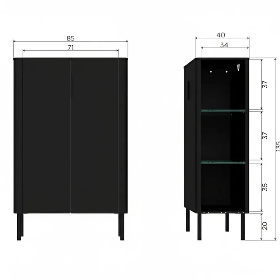 Wandkasten<WOOOD Wandkast Gunnar Zwart - 85x135x39 cm