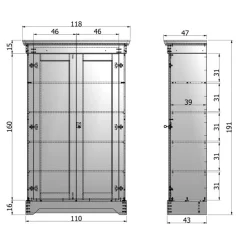 Wandkasten<WOOOD Wandkast Isabel Grijs - 118x191x47 cm