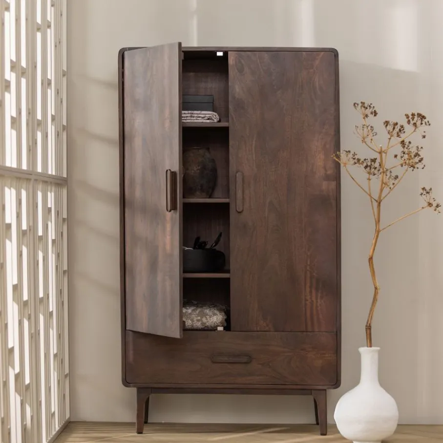 Wandkasten<WOOOD Wandkast Liya Donkerbruin - 85x150x35 cm
