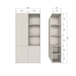 Wandkasten<WOOOD Wandkast Meggy Links Dust - 108x215x40 cm