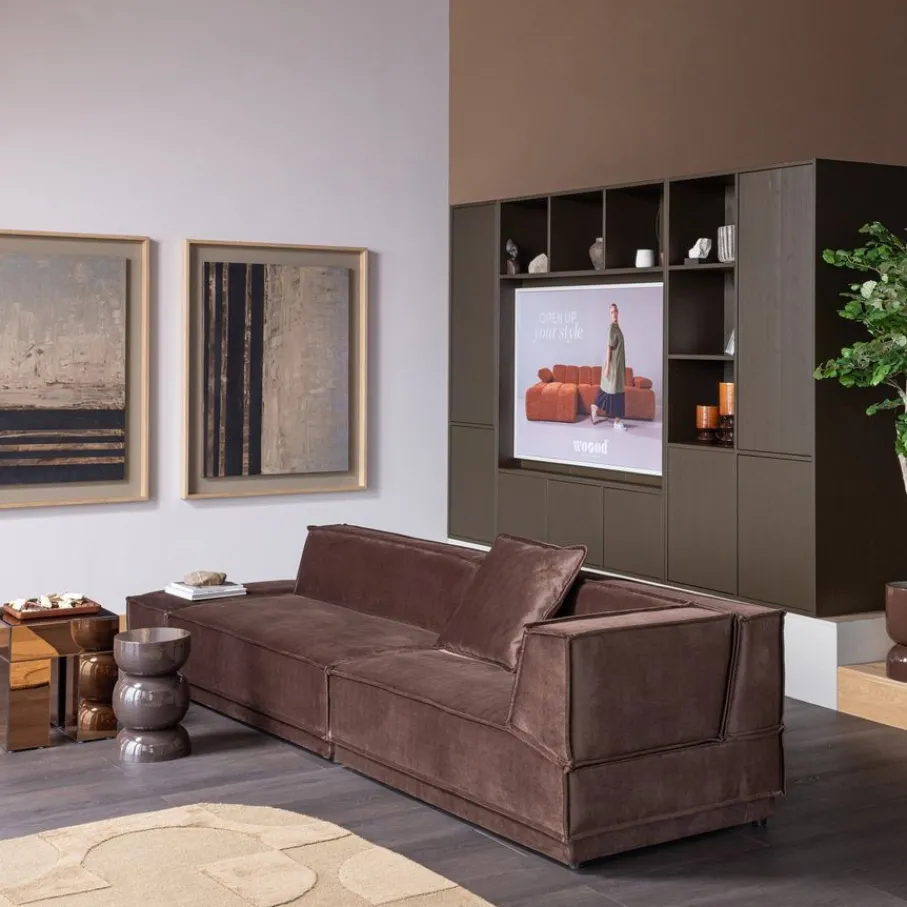 Wandkasten<WOOOD Wandkast Meggy Middenbruin - 55x215x40 cm
