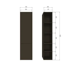 Wandkasten<WOOOD Wandkast Meggy Middenbruin - 55x215x40 cm