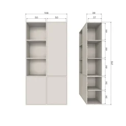 Wandkasten<WOOOD Wandkast Meggy Rechts Dust - 108x215x40 cm