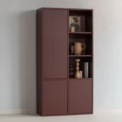 Opbergkasten<WOOOD Wandkast Merel Bordeaux - 100x200x40 cm