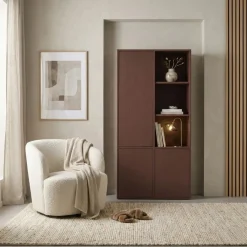 Opbergkasten<WOOOD Wandkast Merel Bordeaux - 100x200x40 cm