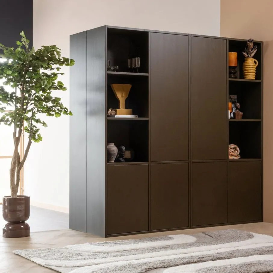 Opbergkasten<WOOOD Wandkast Merel Bruin - 100x200x40 cm