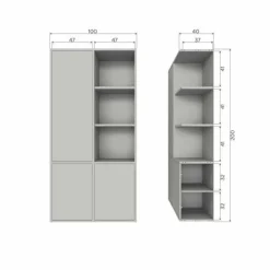 Opbergkasten<WOOOD Wandkast Merel Dust - 100x200x40 cm