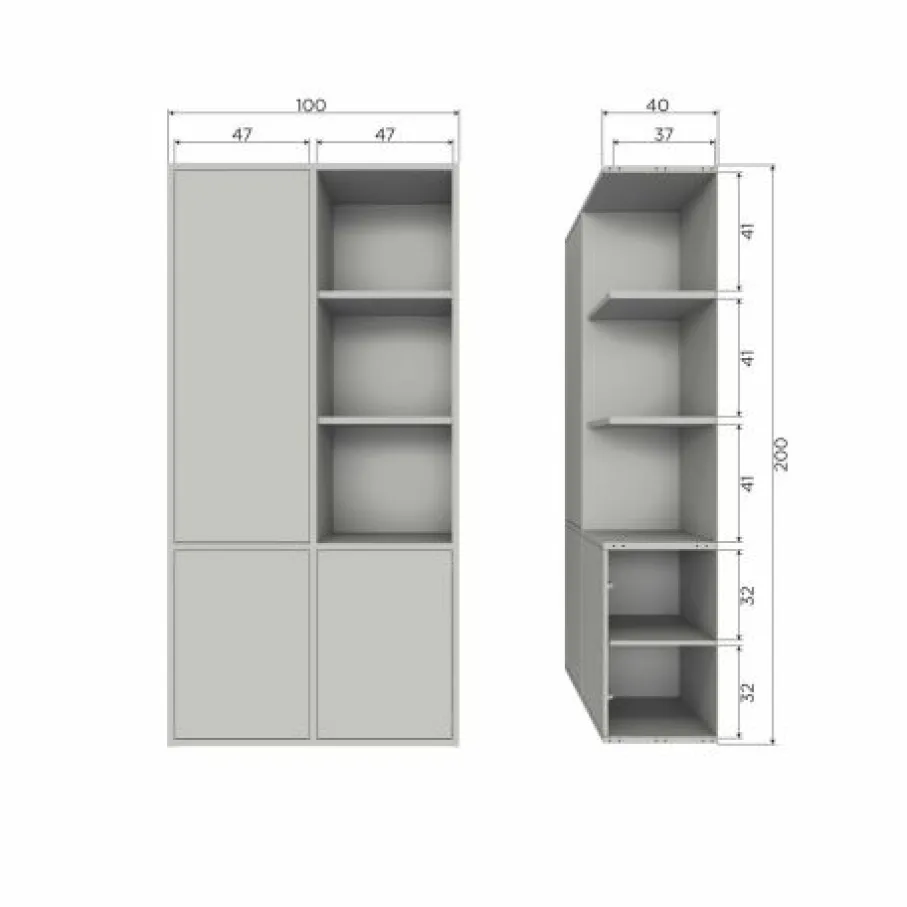 Opbergkasten<WOOOD Wandkast Merel Dust - 100x200x40 cm