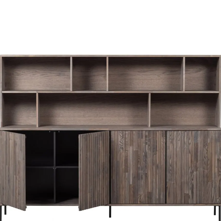 Wandkasten<WOOOD Wandkast New Gravure Bruin - 200x150x44 cm