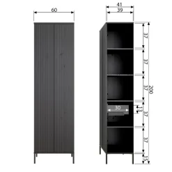 Wandkasten<WOOOD Wandkast New Gravure Dust - 60x210x42 cm