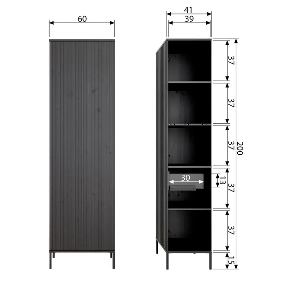 Wandkasten<WOOOD Wandkast New Gravure Naturel - 60x210x42 cm