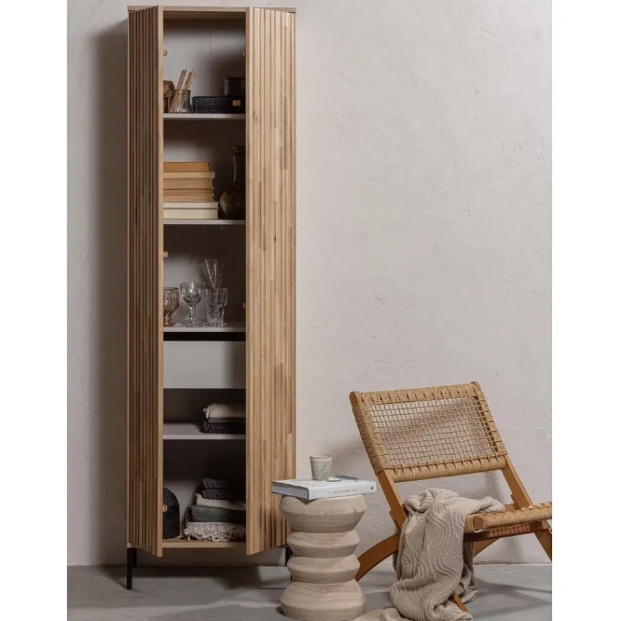 Wandkasten<WOOOD Wandkast New Gravure Naturel - 60x210x42 cm