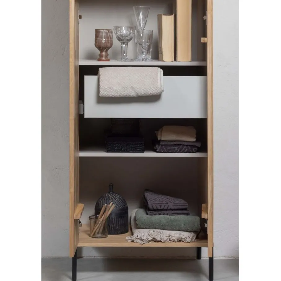 Wandkasten<WOOOD Wandkast New Gravure Naturel - 60x210x42 cm