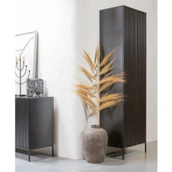 Wandkasten<WOOOD Wandkast New Gravure Zwart - 60x210x42 cm