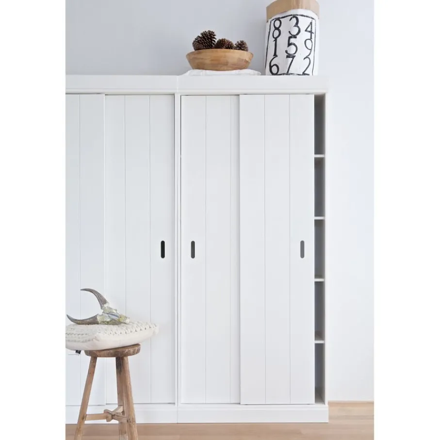 Wandkasten|Kledingkasten<WOOOD Wandkast Row Wit - 85x195x44 cm