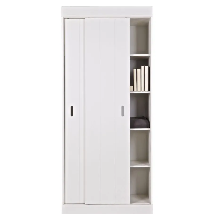Wandkasten|Kledingkasten<WOOOD Wandkast Row Wit - 85x195x44 cm