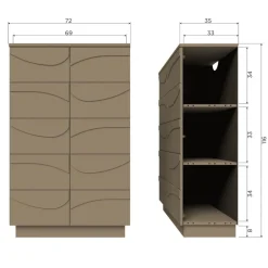 Wandkasten<WOOOD Wandkast Teo Mud - 72x116x35 cm